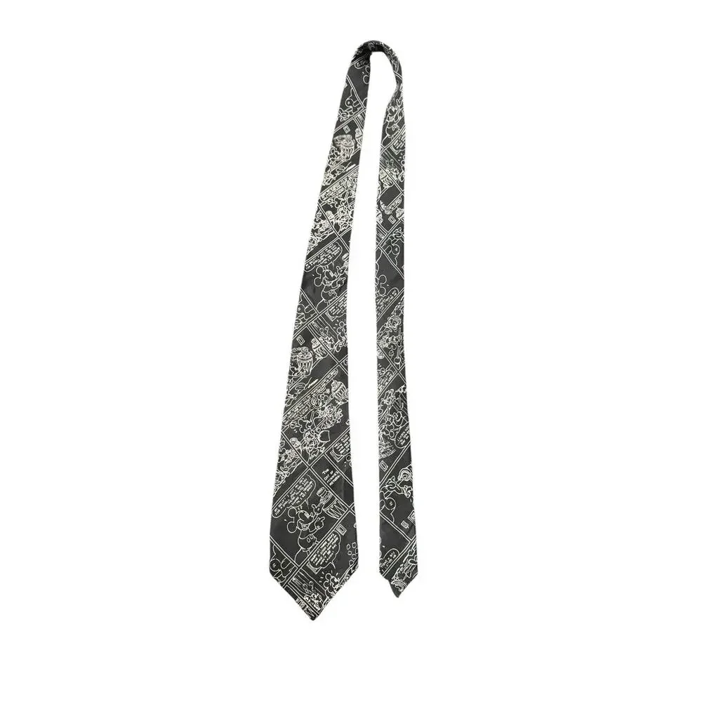 Disney Balancine Tie Works Mickey Mouse Comic Strip Black White Necktie Silk